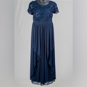 R&M Richards Embroidered Soutache Cascade Knit Dress Style 5516